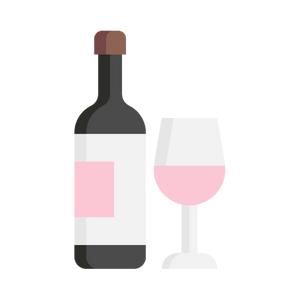 bouteille et verre de vin rosé